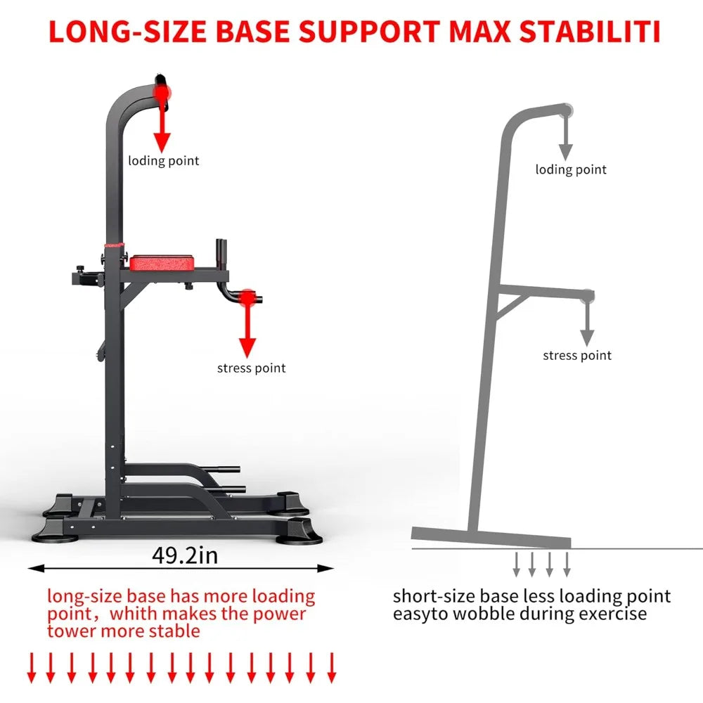Power Tower Dip Station Workout equipment Pull up Bar for Home Gym Adjustable Height Strength Training Fitness Excercise