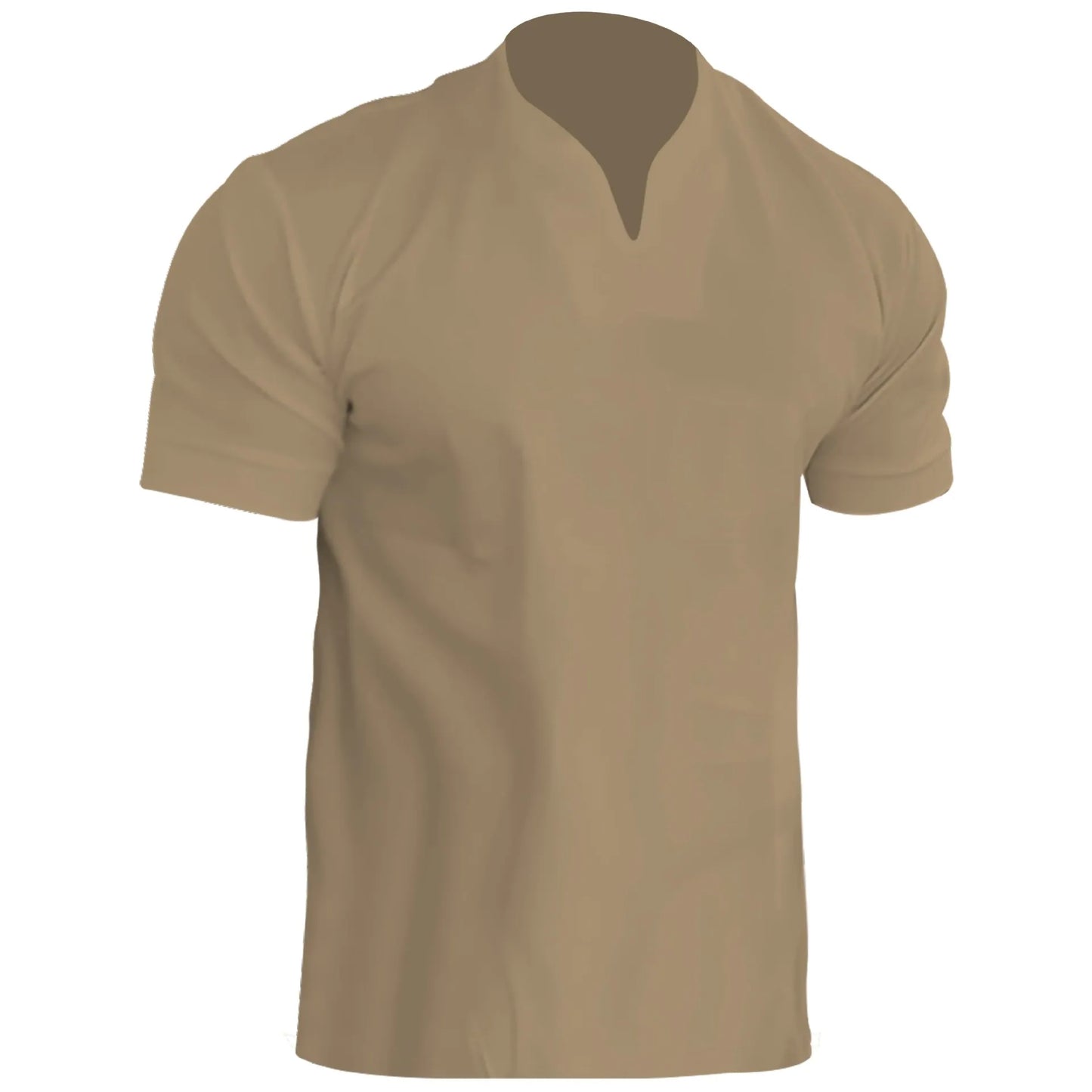 Men's Breathable Polyester V-Neck Tee for Fitness and Outdoor