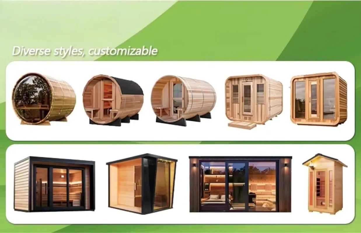 Customizable 4 Person Sauna with Bluetooth Speaker Hemlock Wood Traditional Steam Sauna Room with Audio System for Spa