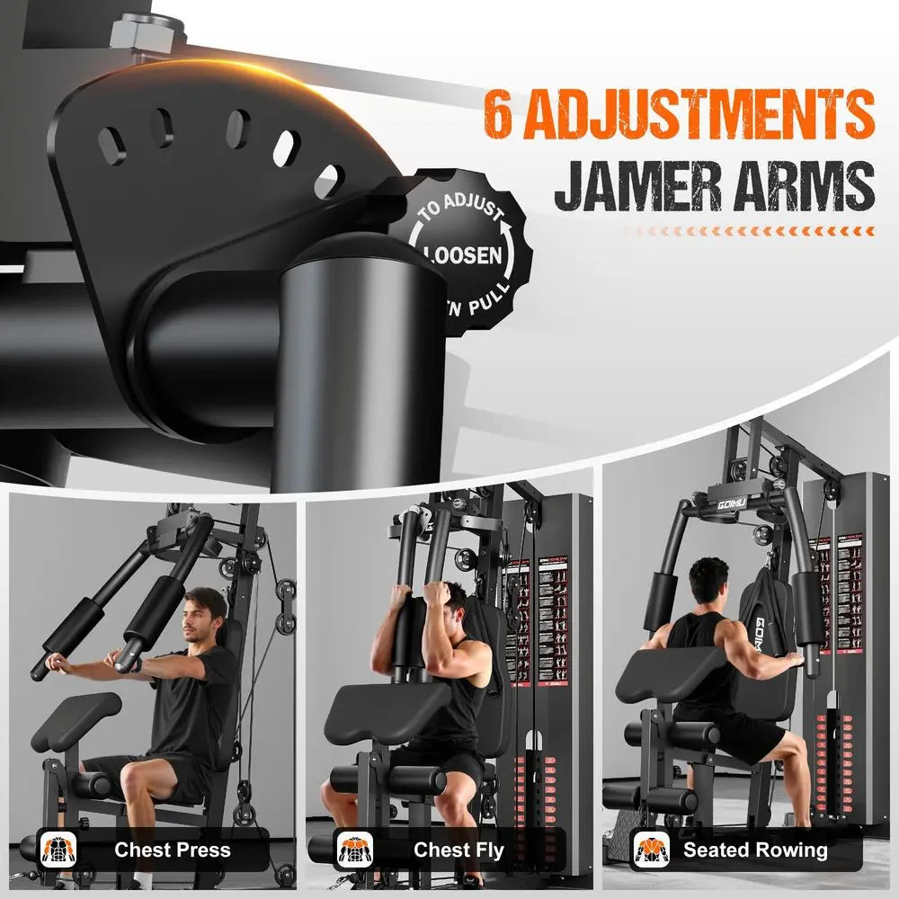 Gym, M1 Workout Station with 140LBS Weight Stack, Multifunctional Home Gym Equipment with Pulley System for Full Body Strength