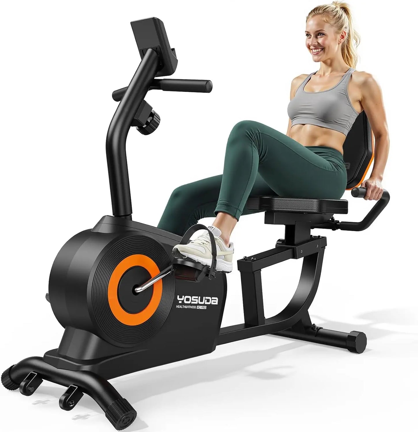 YOSUDA Recumbent Exercise Bike with Adjustable Seat and LCD Monitor