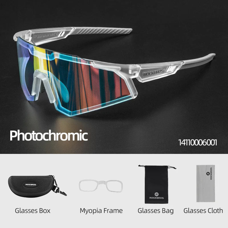 ROCKBROS Cycling Glasses Photochromic Bike Bicycle Glasses Polarized Men Sunglasses MTB Road Cycling Eyewear Protection Goggles