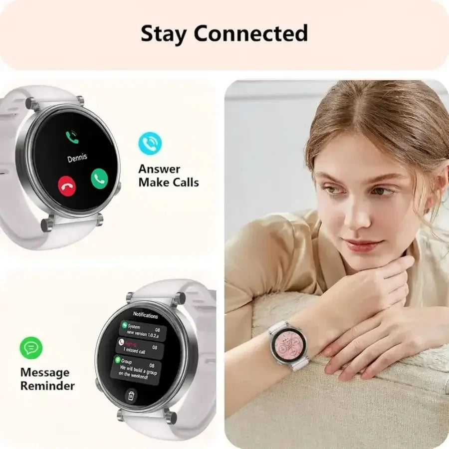 Smart Watch for Women, Fitness Tracker & Activity Tracker with Bluetooth Calls (Answer/Make), 1.8' HD/AMOLED Smartwatch for IOS/Android, 100+ Sport Modes, IP67 Waterproof, Heart Rate/SpO2/Sleep Monitor, 7 Bands