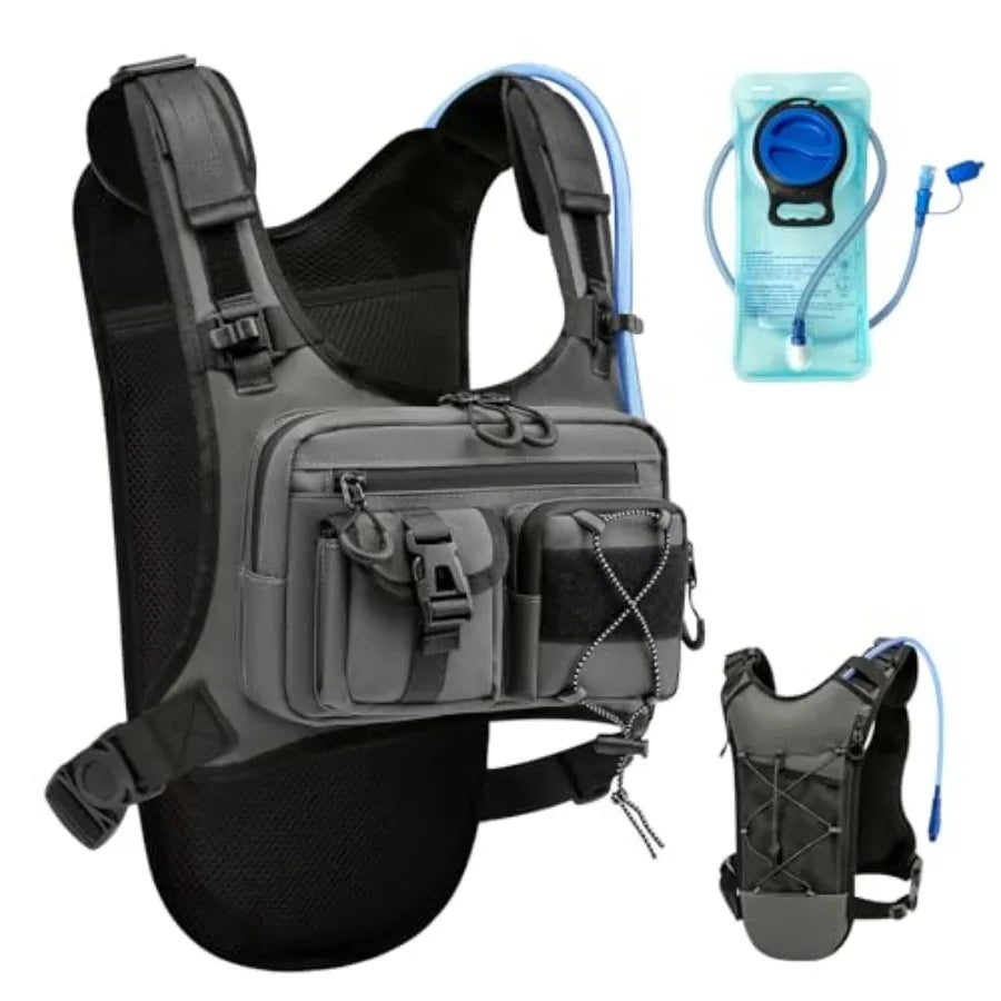 USA Patent Running Hydration Vest Backpack, Lightweight Chest Pack with 2.0L Water Bladder Bag Daypack for Hiking Running Cycli