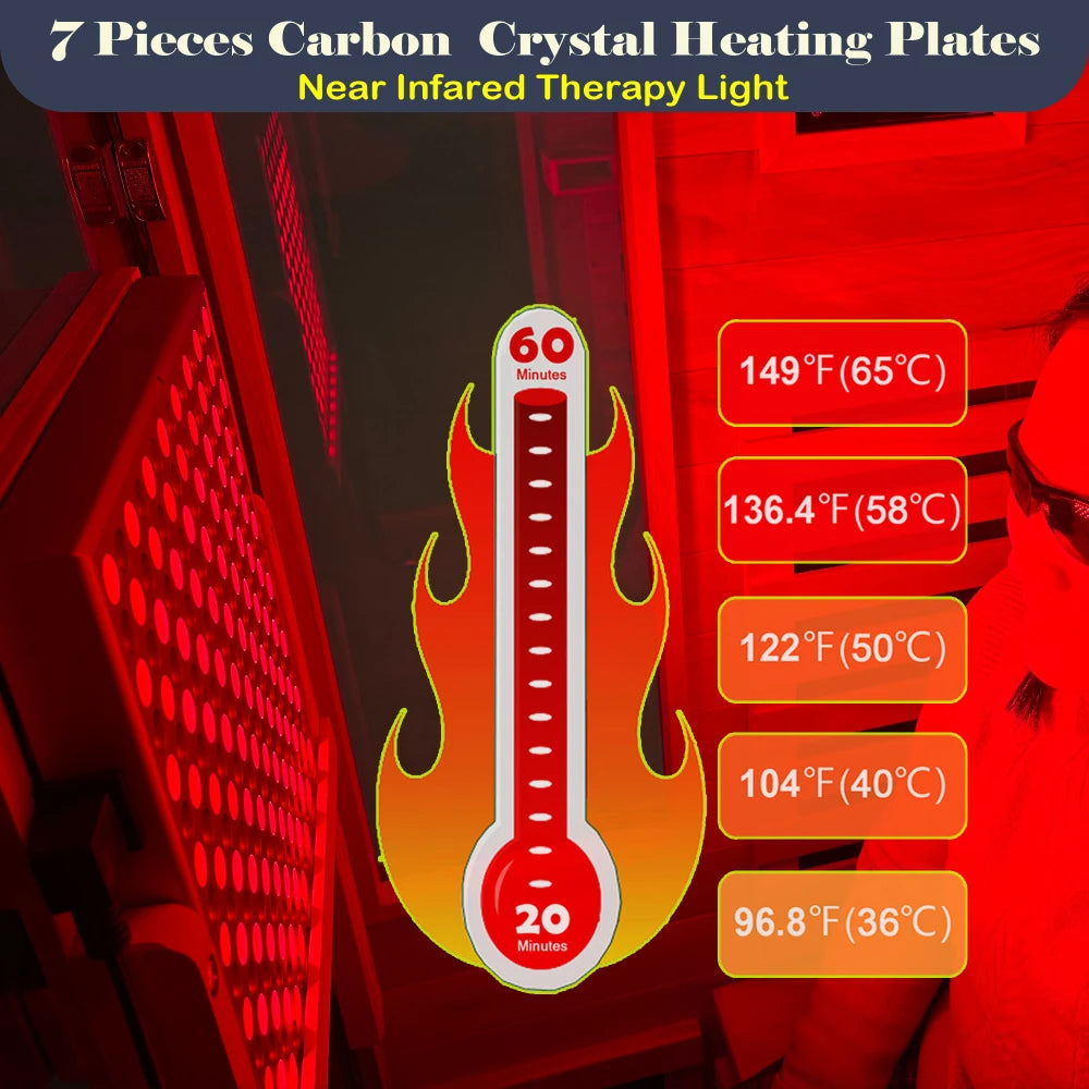 Okoume Glass Door Far Infrared Sauna With Red Light Therapy And Low EMF