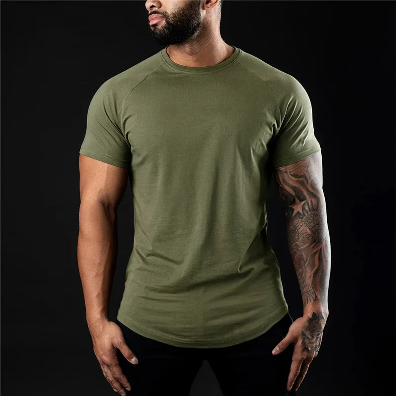 Plain Gym T Shirt For Men Summer Fitness Cotton Tee