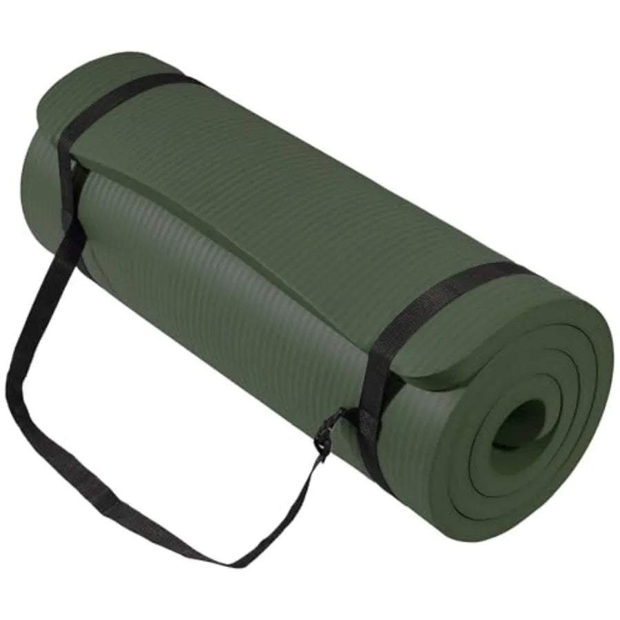 71x24 Inch Extra Thick Yoga Mat 1-Inch High-Density Foam Roll-Up Exercise Pad with Double-Sided Non-Slip Surface and Carrying S