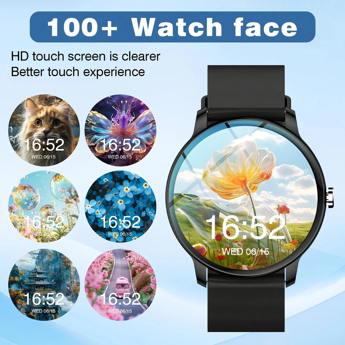 2026 Smartwatch/Fitness Band with Wireless Calling, Multiple Sports Modes, Music Control, Sedentary Reminder, Wallpaper, Weather Updates, Suitable for Android & Iphone