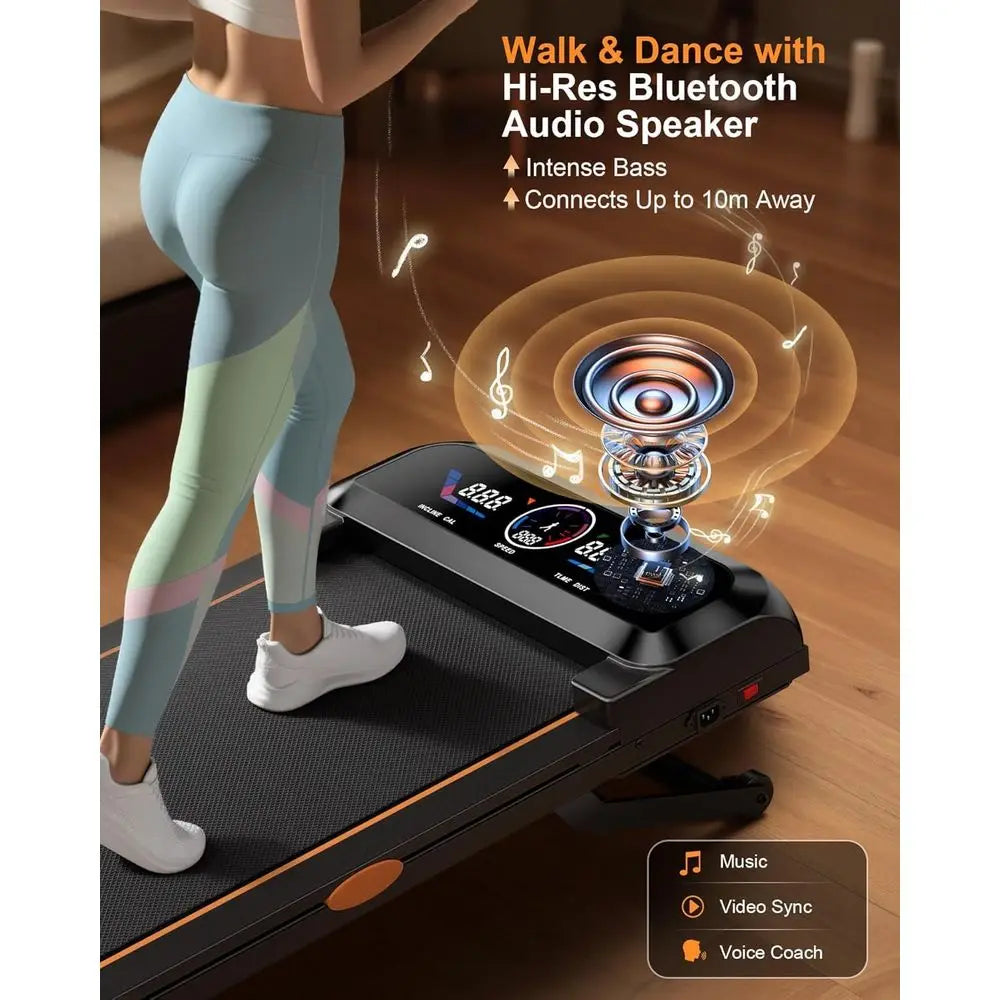 Pad Treadmill with 15 Auto Incline 12Level, Under Desk Treadmill for Home 450 lbs Capacity, Walking Pad with Incline, RGB UI Sc