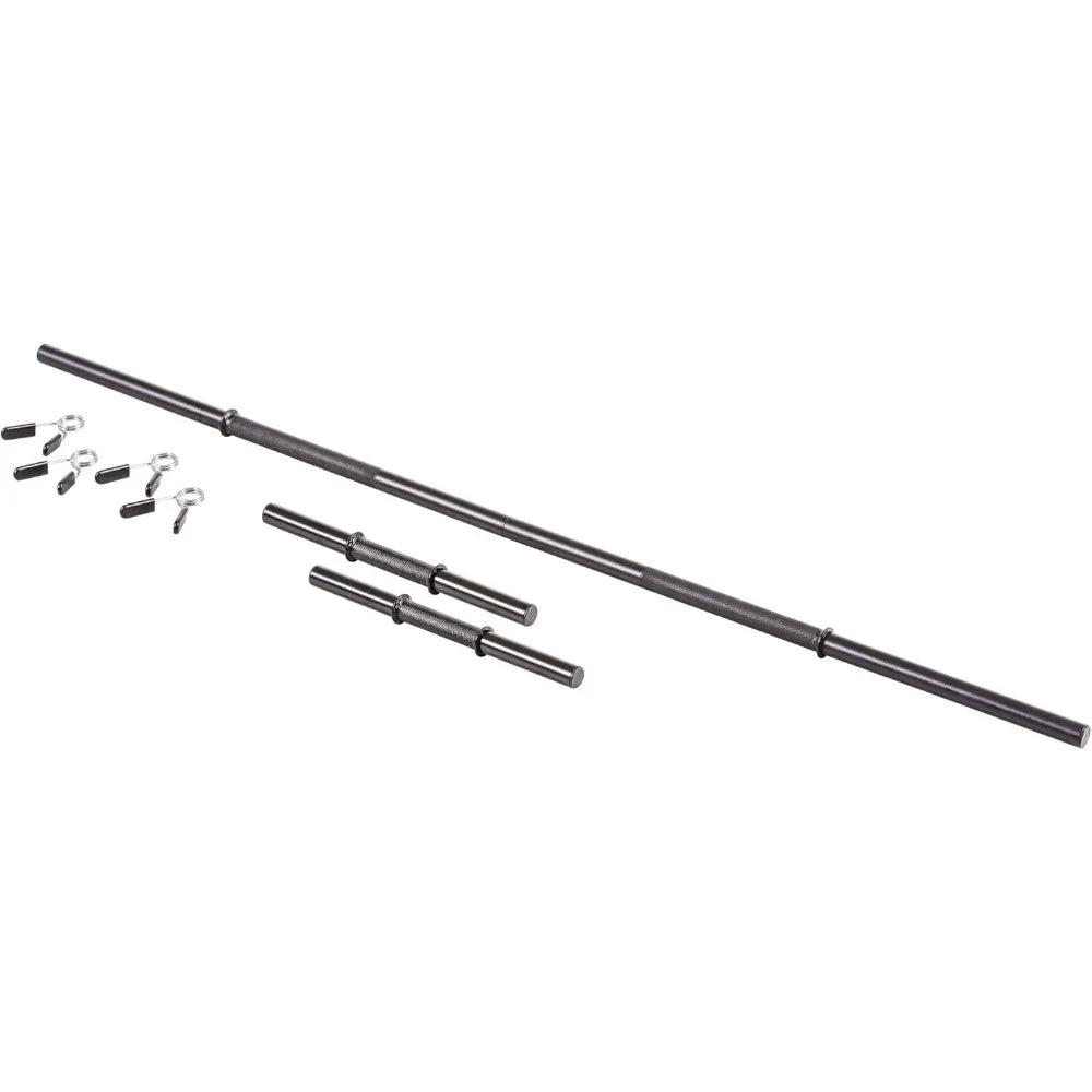 US Weight 105 Pound Barbell Weight Set for Home Gym| Adjustable Weight Set with Two Dumbbell Bars and Full 6 Ft Bar, Black