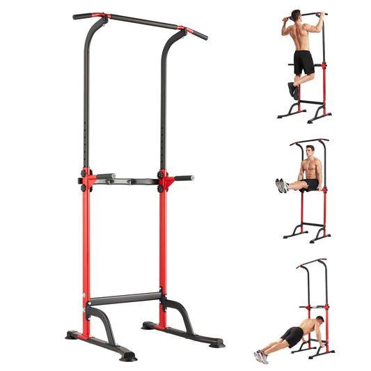 Power Tower Pull Up Dip Station – 10-Level Adjustable Height, 330LBS Capacity, Heavy Duty Steel Frame, Multi-Function Home Gym Strength Training Equipment for Full Body Workout