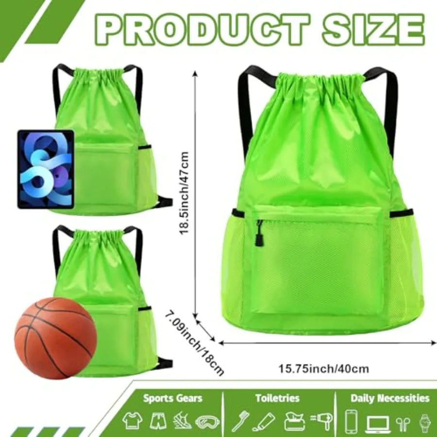 Tygelluis Drawstring Backpack, Waterproof Gym Bag with Water Bottle Pocket for Women Men, Pull String Sport Bag for Swim, Socce