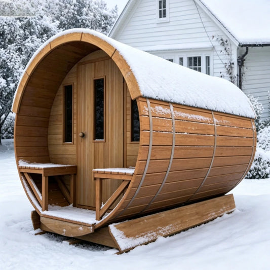 Customized Sauna Wood Burning with Half Glass Wall Offering Home Spa Comfort Outdoor 2 Person Wooden Outdoor Sauna