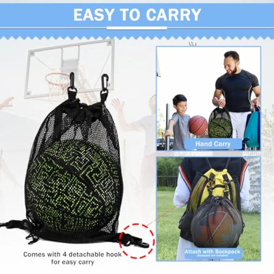 Drawstring Soccer Bag Basketball Backpack for Teens, Foldable Sports Bags Detachable Ball Mesh Bag for Gym Yoga Football Baseba