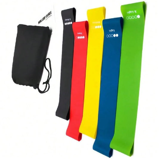 Set Of 5 Resistance Loop Bands For Exercise, Color-Coded Strength Training Bands With Carry Bag And Instruction Guide, Ideal For Home Gym & On-The-Go Workouts