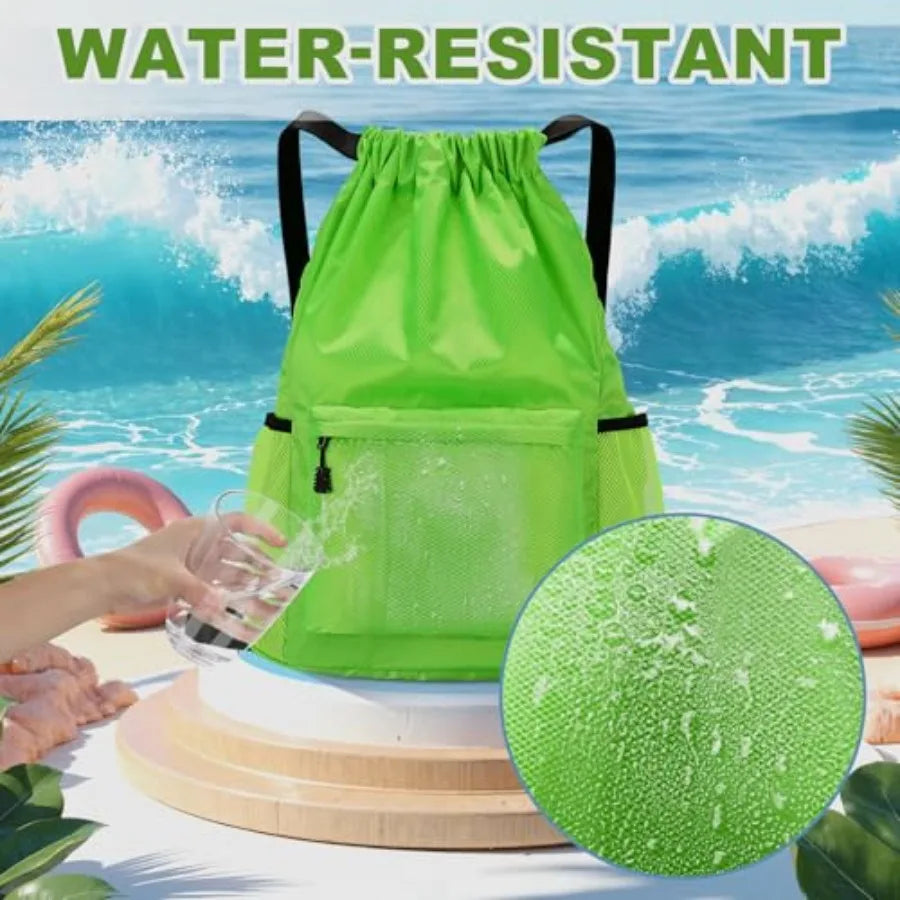 Tygelluis Drawstring Backpack, Waterproof Gym Bag with Water Bottle Pocket for Women Men, Pull String Sport Bag for Swim, Socce