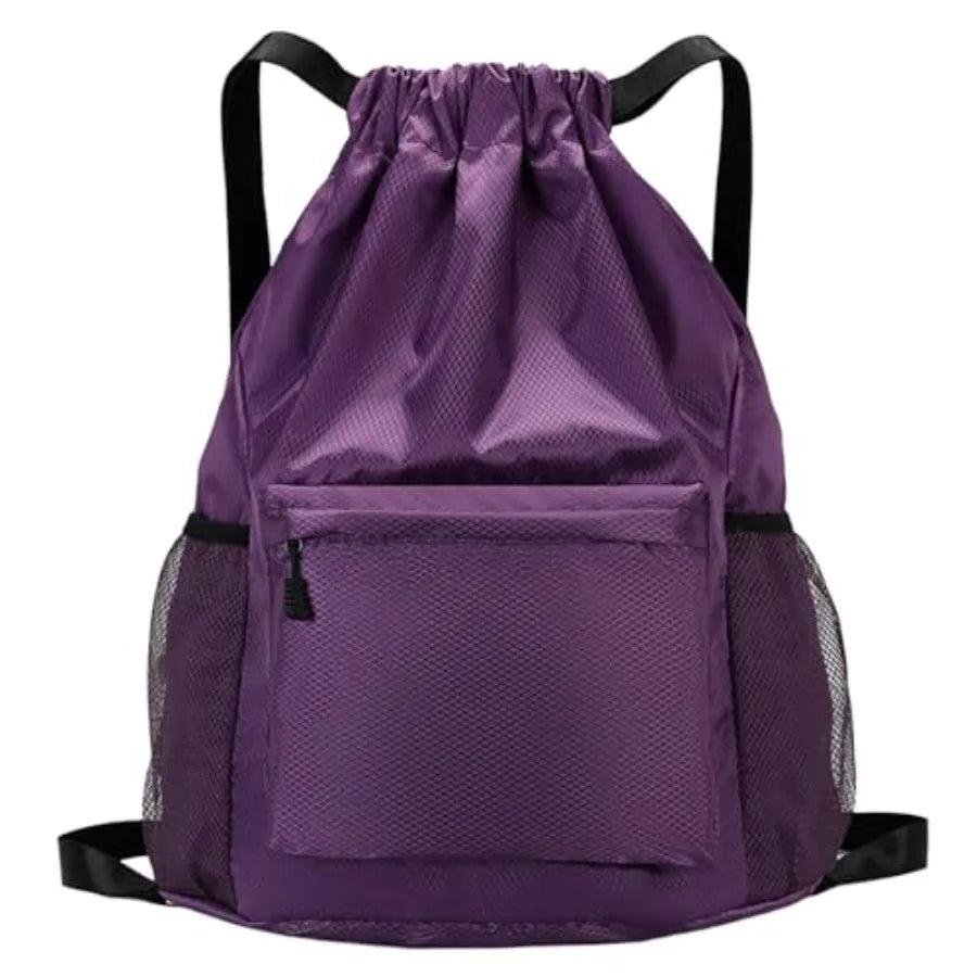 Tygelluis Drawstring Backpack, Waterproof Gym Bag with Water Bottle Pocket for Women Men, Pull String Sport Bag for Swim, Socce