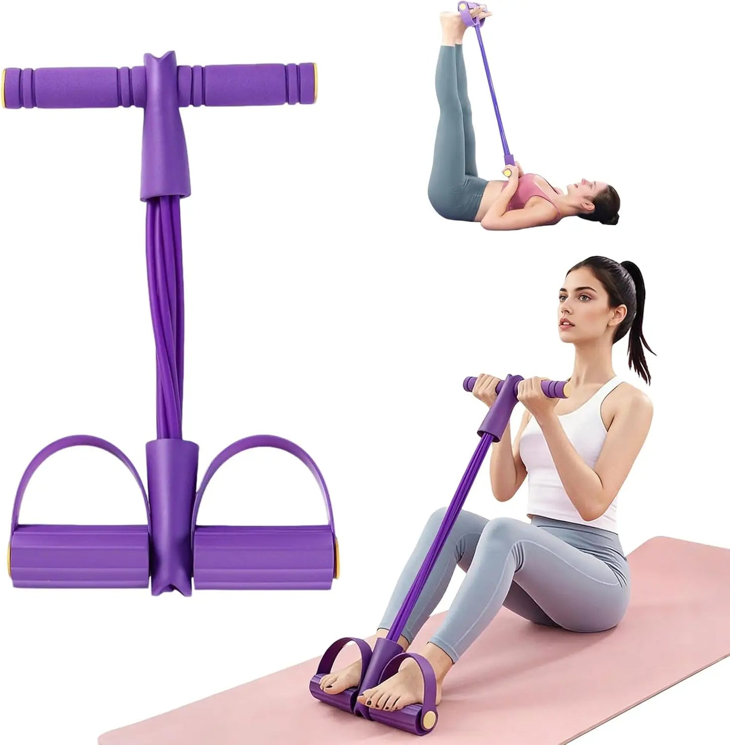 6-Tube Elastic Yoga Pedal Pull Rod Resistance Band - Multi-functional Pedal Pull Rope Resistance Band, Pedal Ankle Puller, TPE Fitness Equipment for Sit-ups, Yoga Stretching and Slimming Training Fitness Equipment, Suitable f