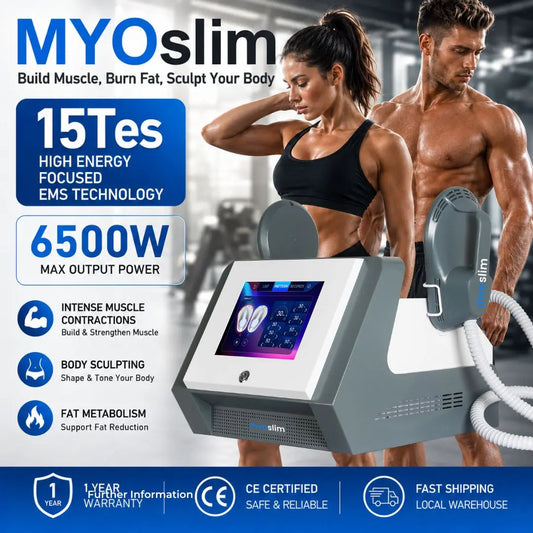 MYOslim 6500W 15Tes EMS Body Sculpting Machine Muscle Training Beauty Equipment for Body Contouring Fitness Salon Use