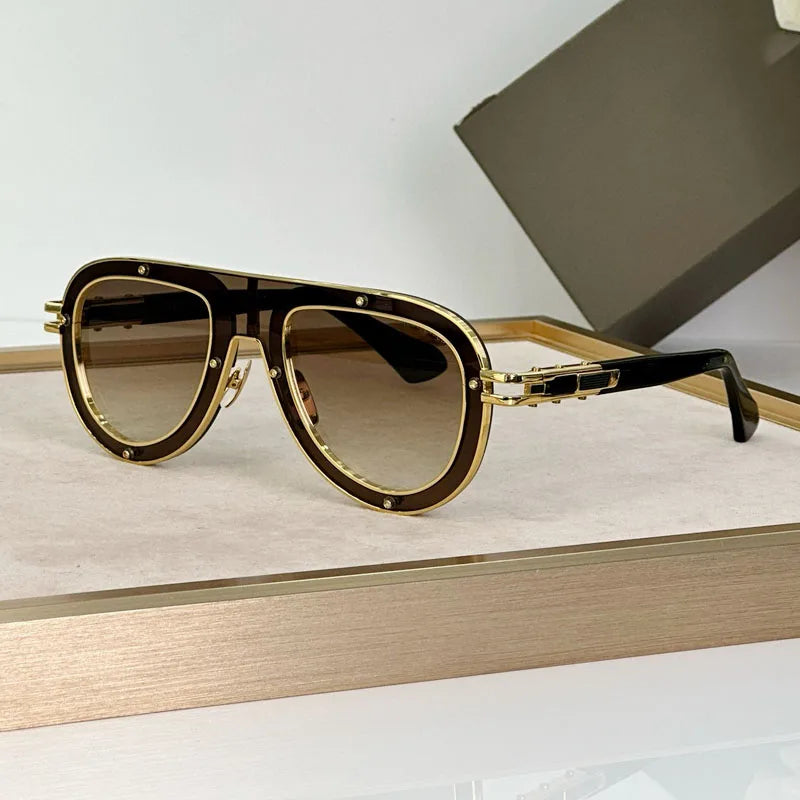 Luxury Classical Limited Edition Sunglasses Frame Oval Alloy Acetate High Quality for Men Women Uv400 for Prescription with Case