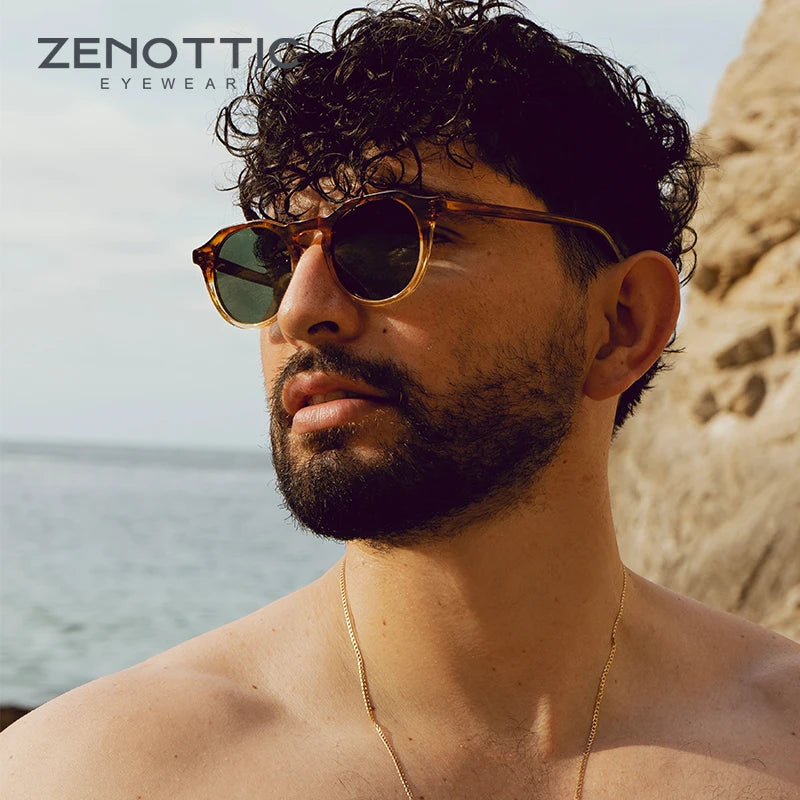 ZENOTTIC Fashion Acetate Polarized Sunglasses Round Vintage  Shade UV400 New Men/Women Retro Sun Glasses 600001S