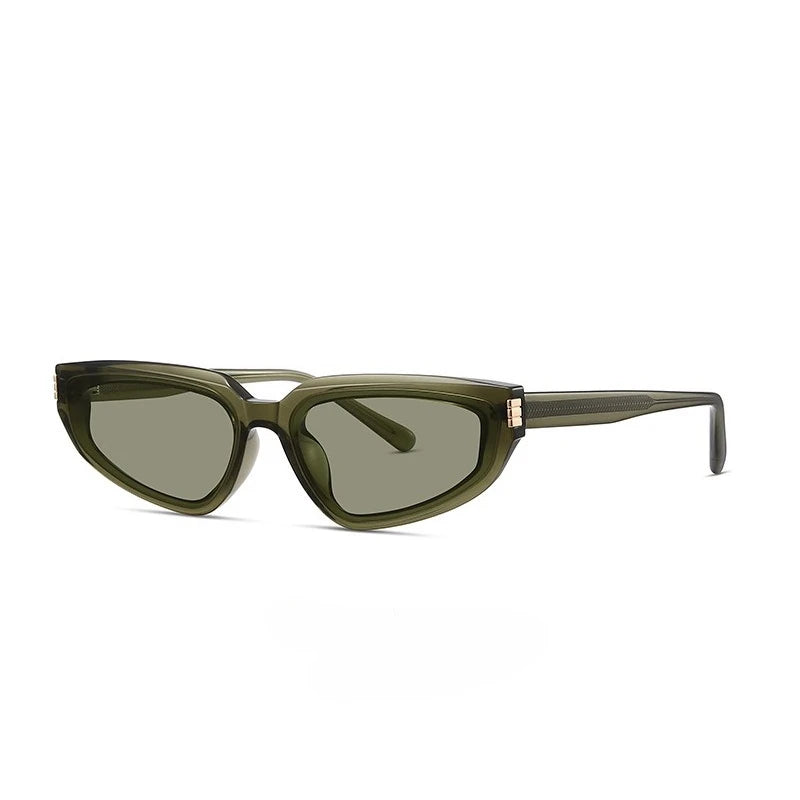 Y2K Cat Eye Sunglasses Women Trendy Olive Green Shades UV400 Protection Retro Narrow Small Frame Sun Glasses Fashion Streetwear