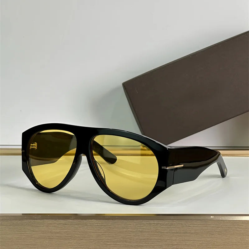 New Oversized Pilot Sunglasses Women Fashion Luxury Big Frame One Piece Gradient Sunglasses Retro Classic Thick Shades