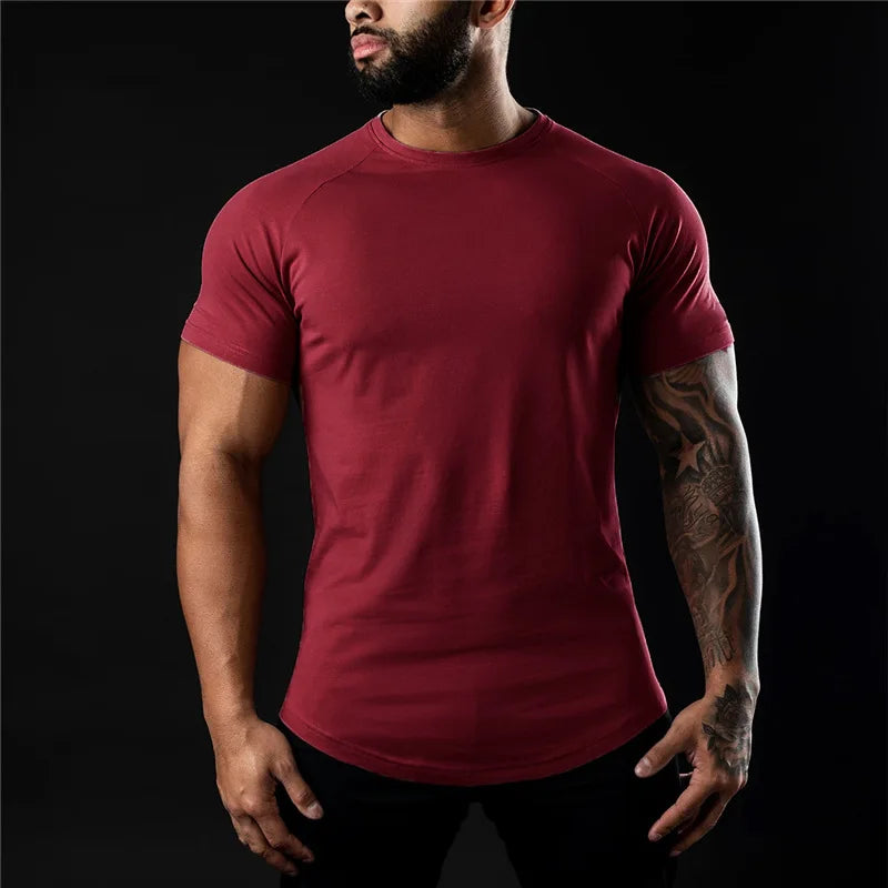 Plain Gym T Shirt For Men Summer Fitness Cotton Tee