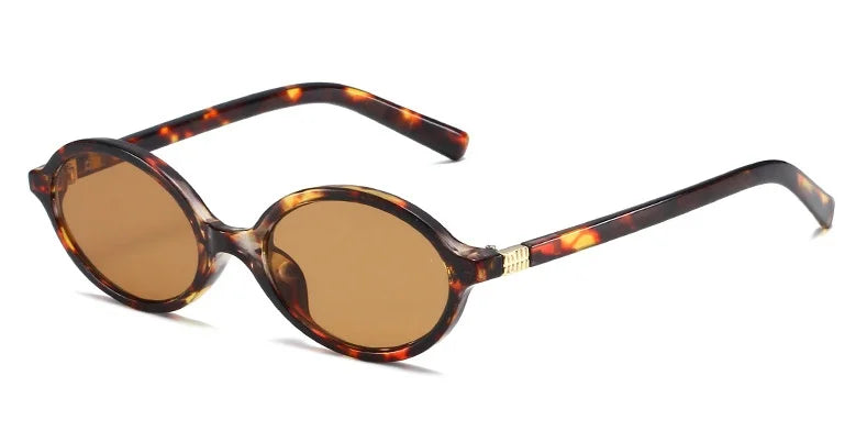 Fashion Oval Retro Sunglasses for Women – Simple Small Frame UV400 Protective Eyewear, Literary Style Luxury Design for Commuting & Travel