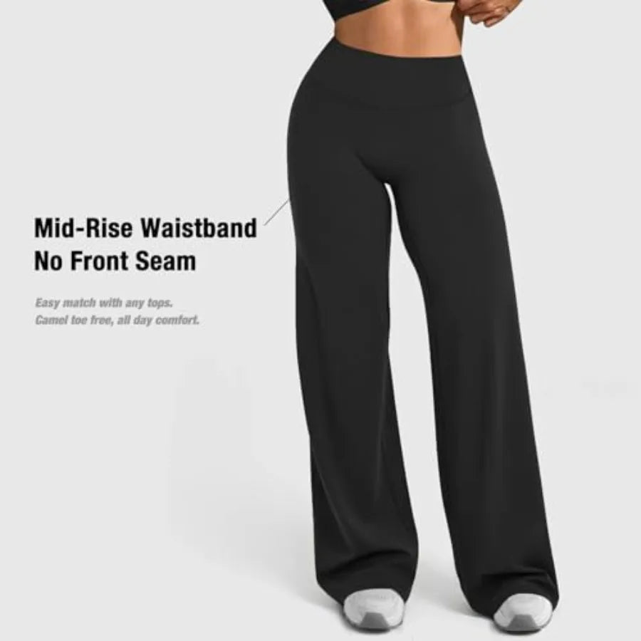 JGS1996 Wide Leg Yoga Pants Bottoms Straight Leg Leggings for Women High Waist Stretch Booty Casual Gym Workout Sweatpants