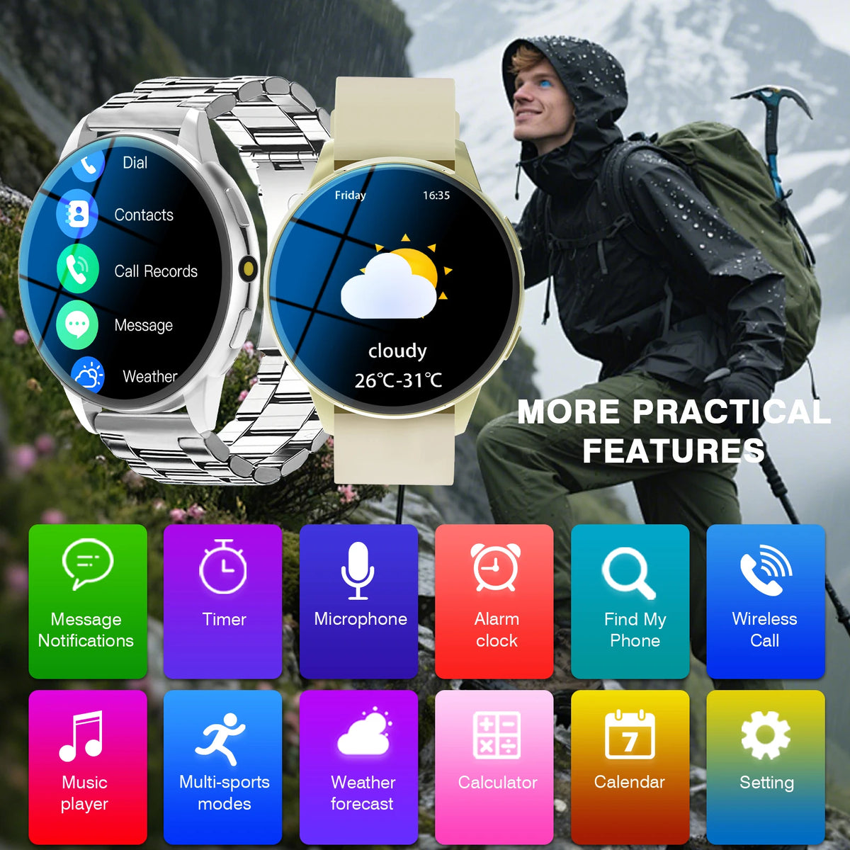 2026 New Smart Watch Men 1.52" HD IPS Screen Bluetooth Call Fitness Tracker Heart Rate Monitor Sports Smartwatch Gift