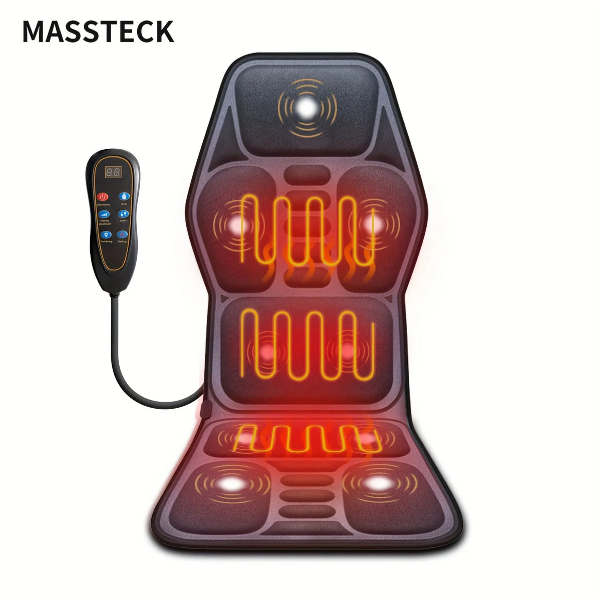 Ekmoey  Massage Seat Cushion For Couch, Chair, Massager Mat With Heat, Lumbar Traction & Relax, 9 Vibration Motors & Triple Back Heating Pad, Full Body Massager For Back Waist Hip Leg, Massager Gift For Mom/Dad/Women/Men, Chr