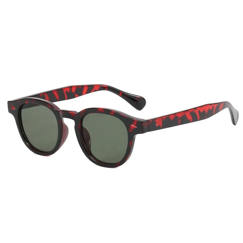 Fashion Retro Round Sunglasses Women Rivets Decoration Men Shades UV400 Punk Leopard Sun Glasses