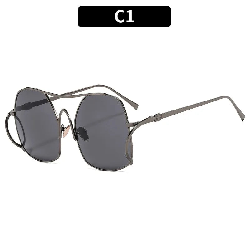 Fashion Polygon Oversized Sunglasses Women Luxury Brand Metal Sun Glasses Personality Outdoor Retro Eyeglassess Uv400 Men
