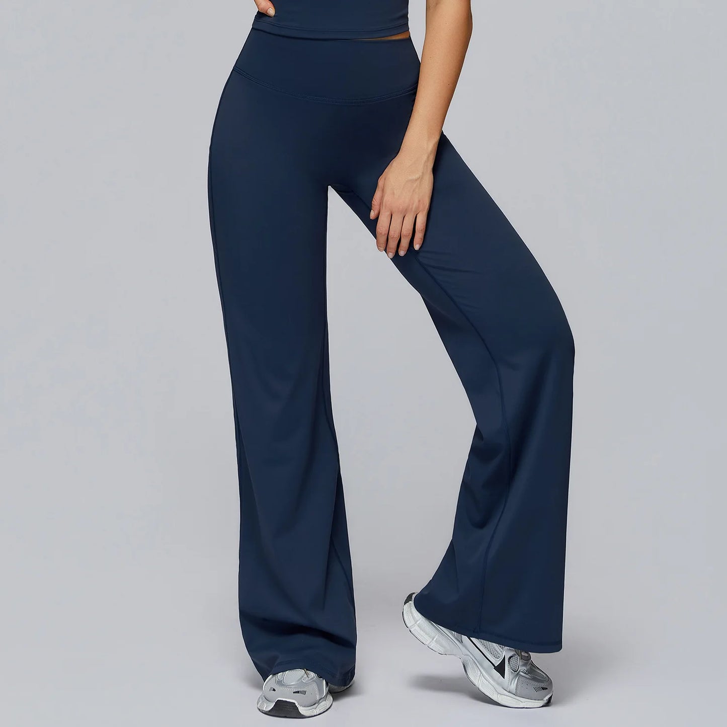 High Waist Wide Leg Yoga Pants Women Butt Lift Workout Trousers Flare Leggings Tummy Control Gym Fitness Straight Leg Bottoms