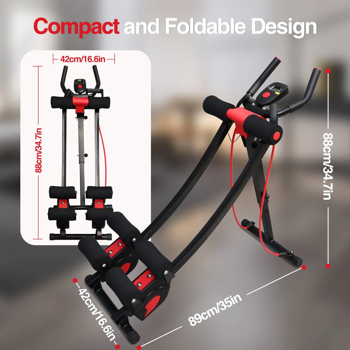 Foldable Abdominal Trainer Machine For Home Fitness With Resistance Bands