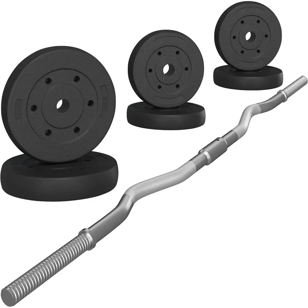 55-Pound Curling Bar Set with Weights for Home Gym Strength Training