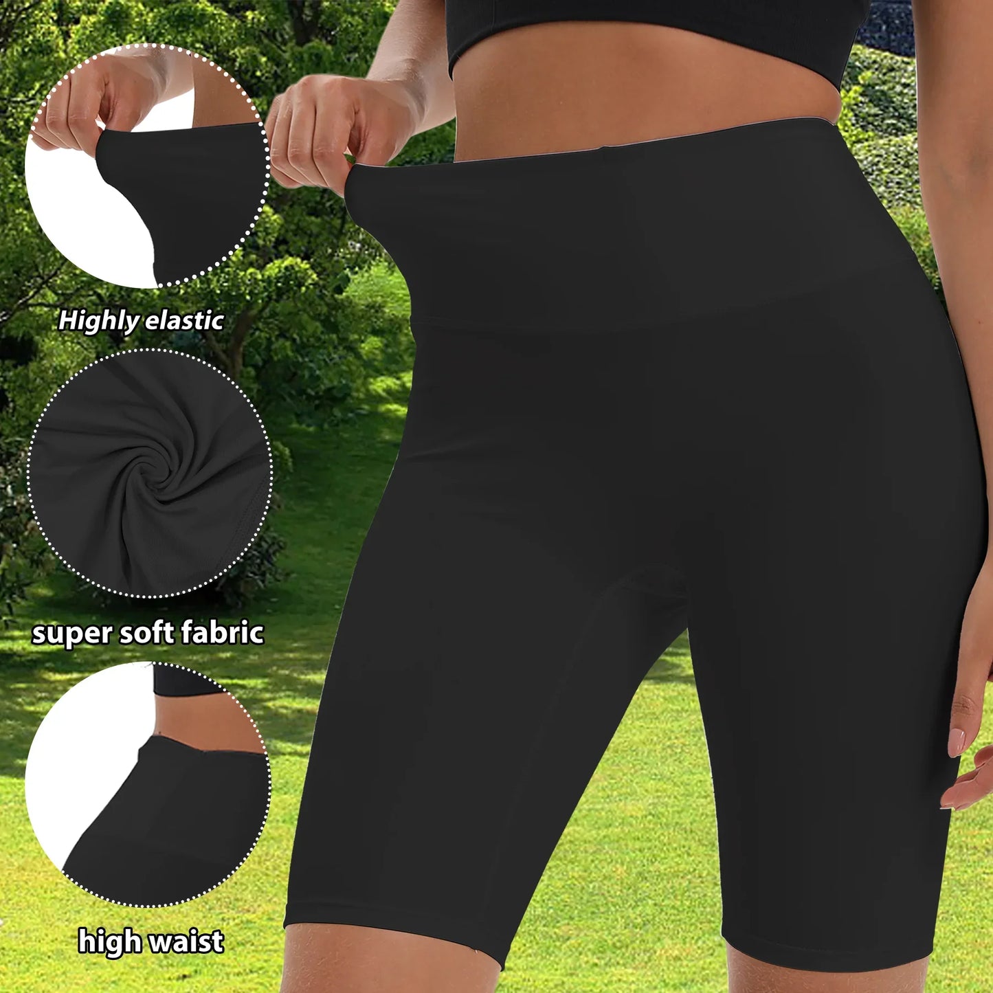 3 Pack Biker Shorts for Women – 8"/5"/3" High Waisted Tummy Control Workout Yoga Running Athletic Shorts