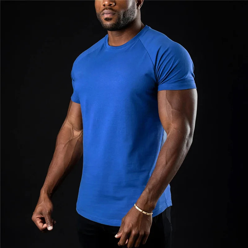 Plain Gym T Shirt For Men Summer Fitness Cotton Tee