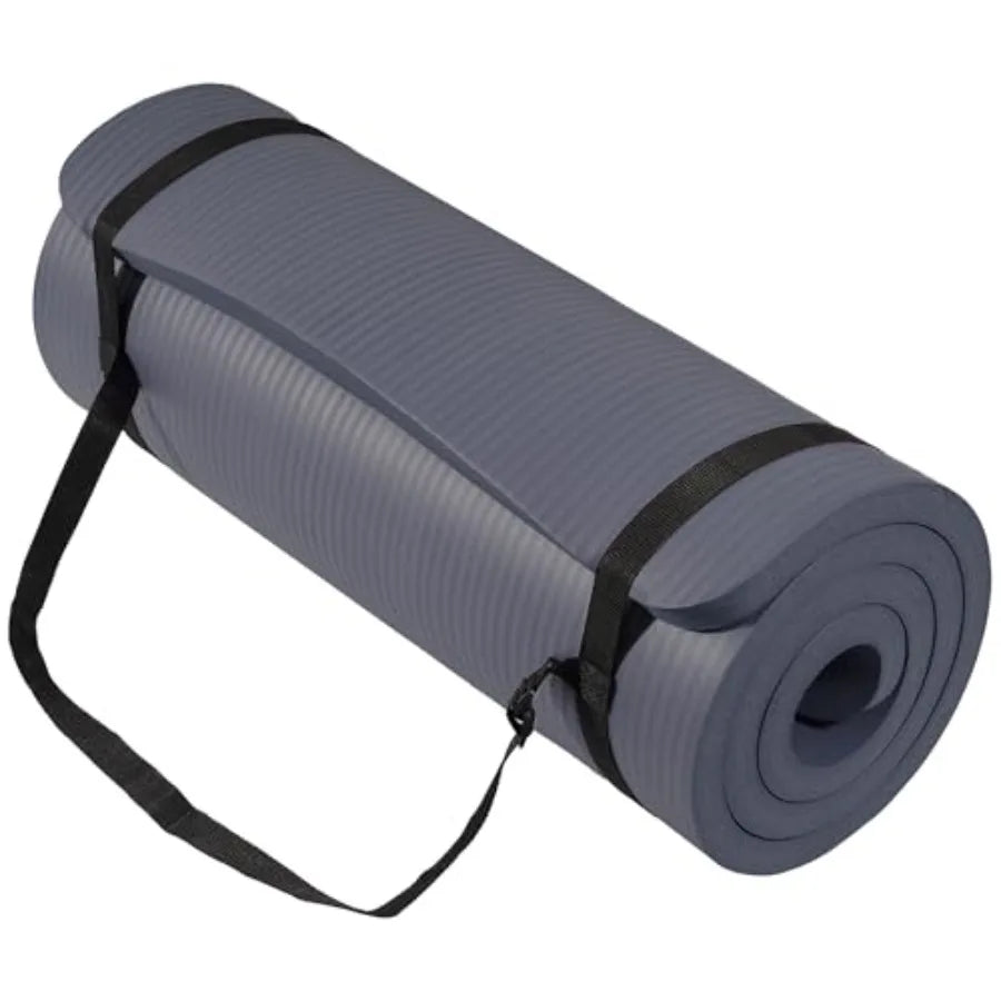 71x24 Inch Extra Thick Yoga Mat 1-Inch High-Density Foam Roll-Up Exercise Pad with Double-Sided Non-Slip Surface and Carrying S