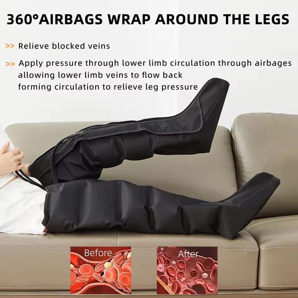 Vilnason Air Compression Leg Massage Boots With 6 Airbags