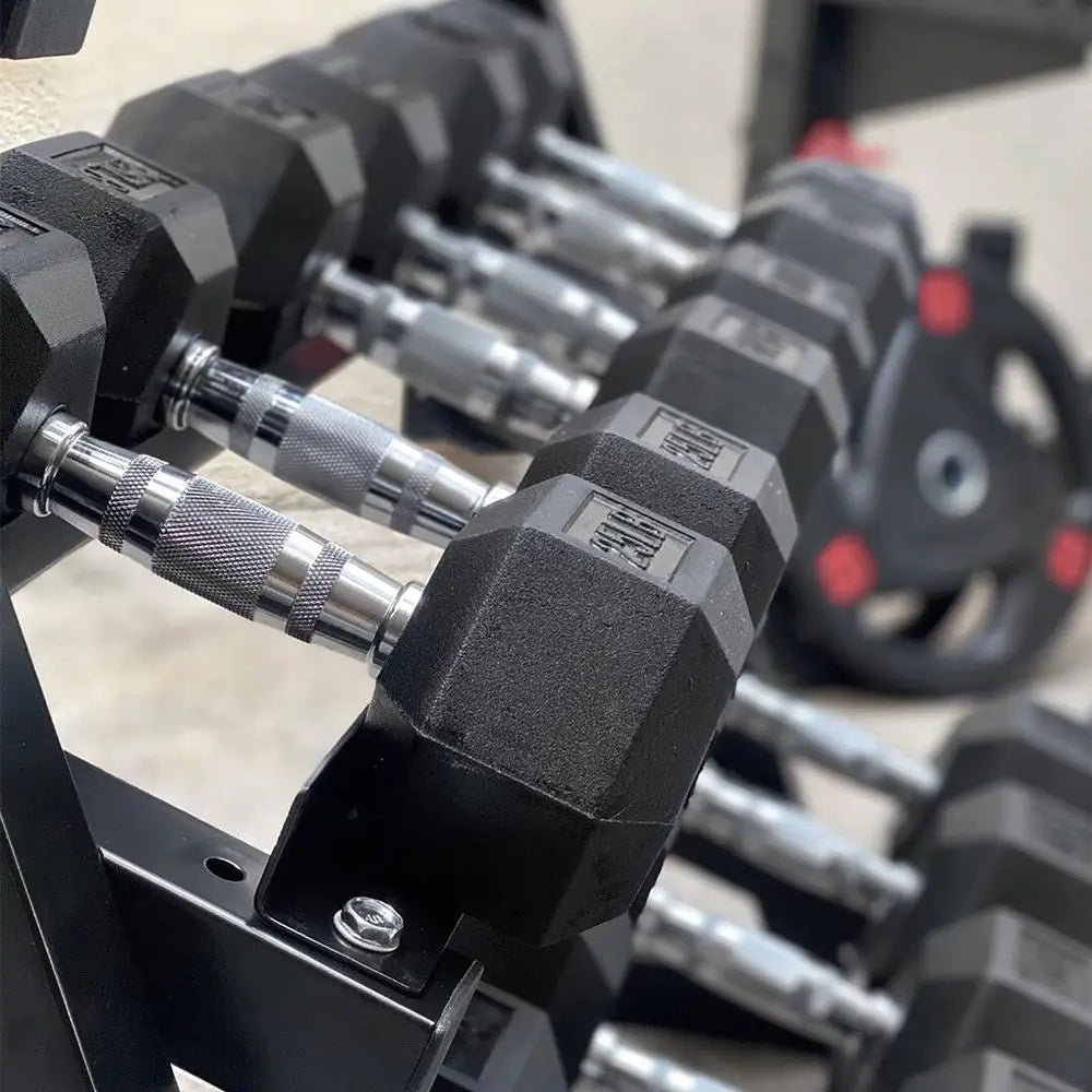 YTYIN Hex Dumbbell Set With Rack Rubber Encased Free Weights