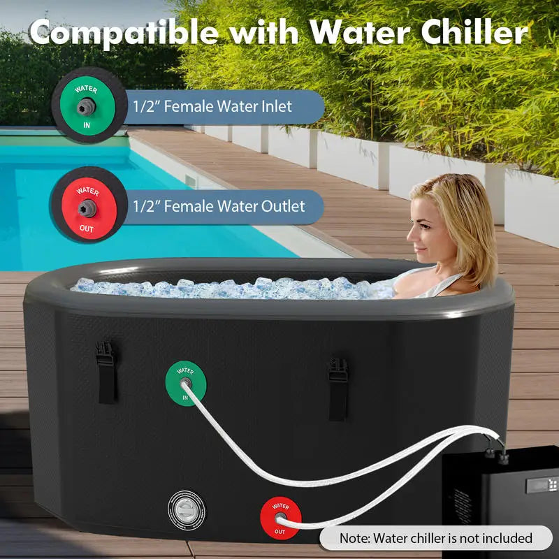 Oval Fiberglass Ice Bath Tub With Cover And Hand Pump