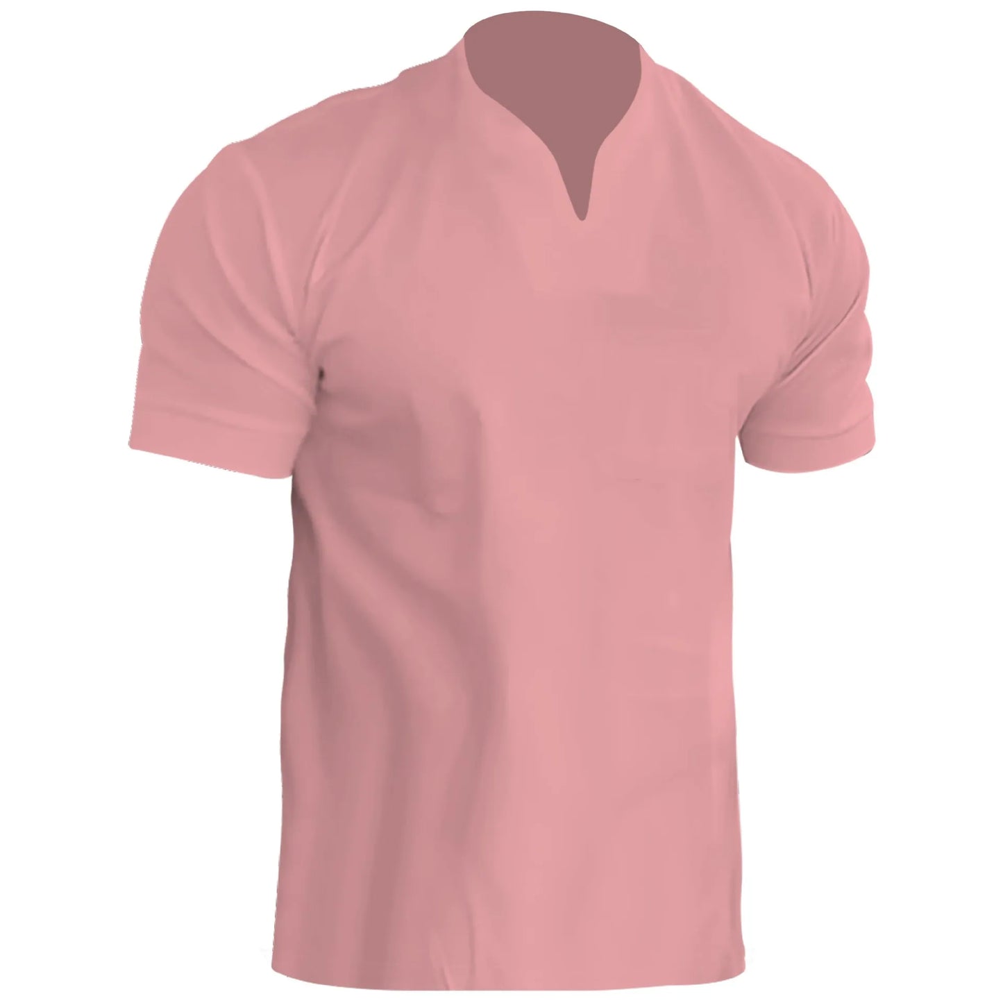 Men's Breathable Polyester V-Neck Tee for Fitness and Outdoor