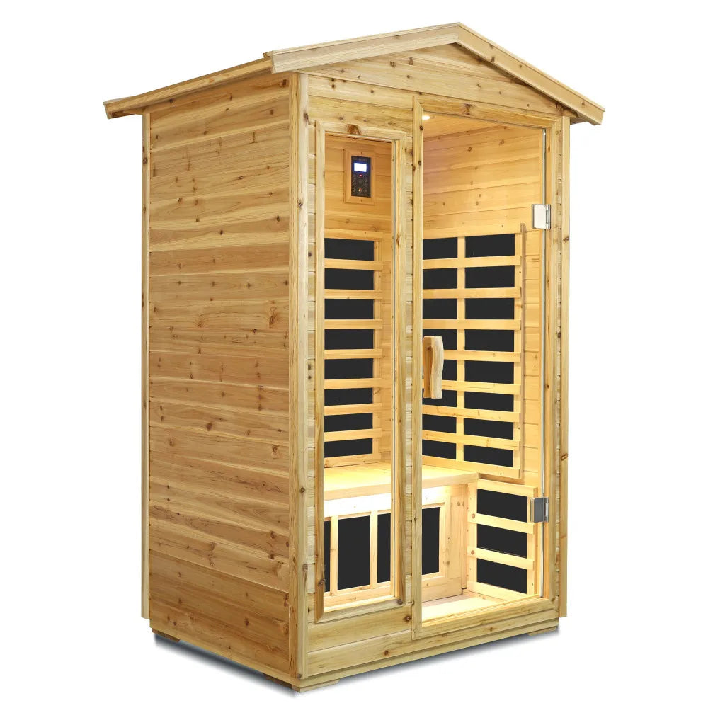 Two person Far infrared old fir outdoor sauna room