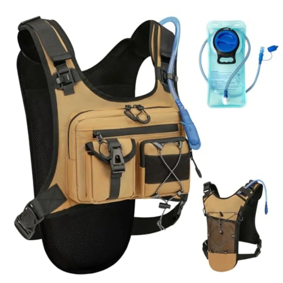 USA Patent Running Hydration Vest Backpack, Lightweight Chest Pack with 2.0L Water Bladder Bag Daypack for Hiking Running Cycli