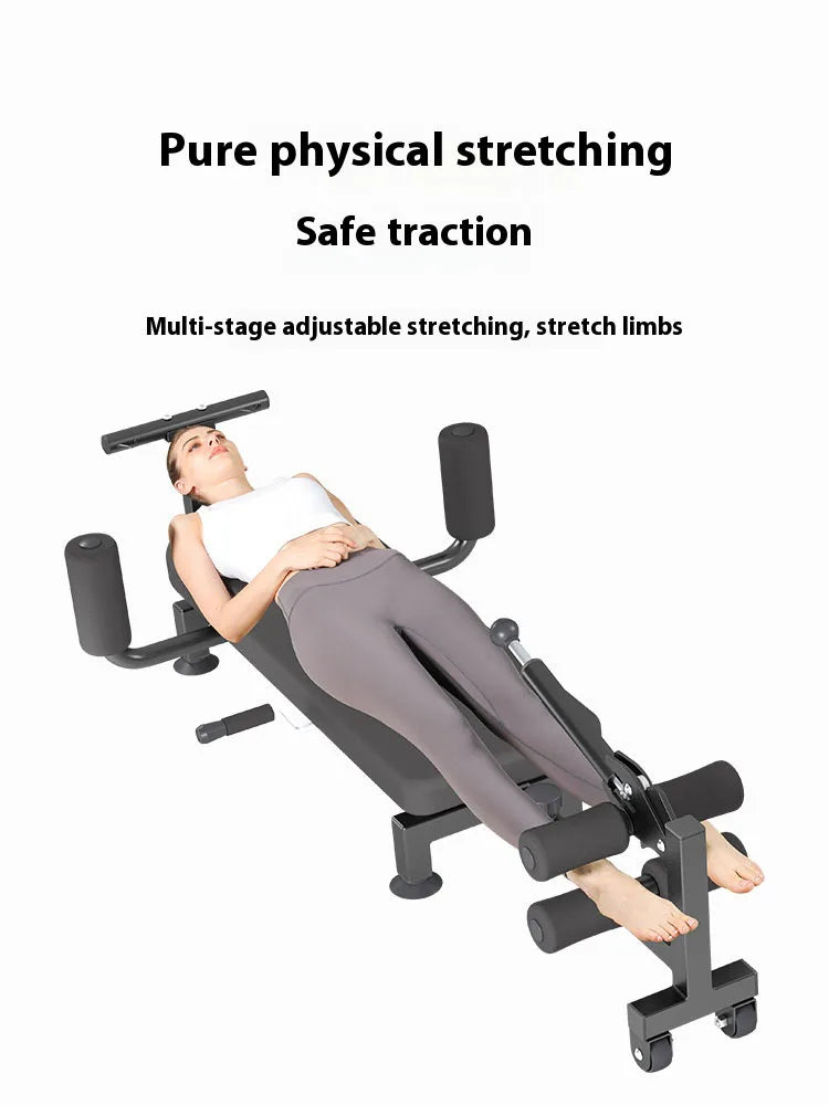 Cervical and lumbar spine soothing device, leg stretching exercise device, home lumbar traction inverted machine