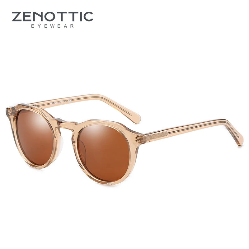 ZENOTTIC Fashion Acetate Polarized Sunglasses Round Vintage  Shade UV400 New Men/Women Retro Sun Glasses 600001S